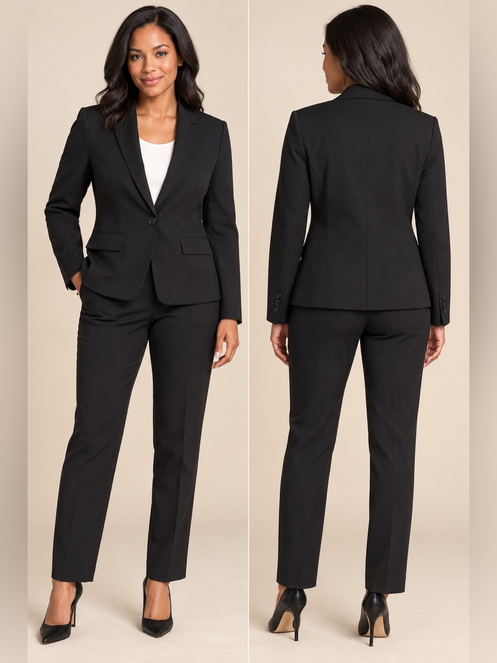 Ann Taylor Women's Black Tailored Suit Pants & Blazer Set